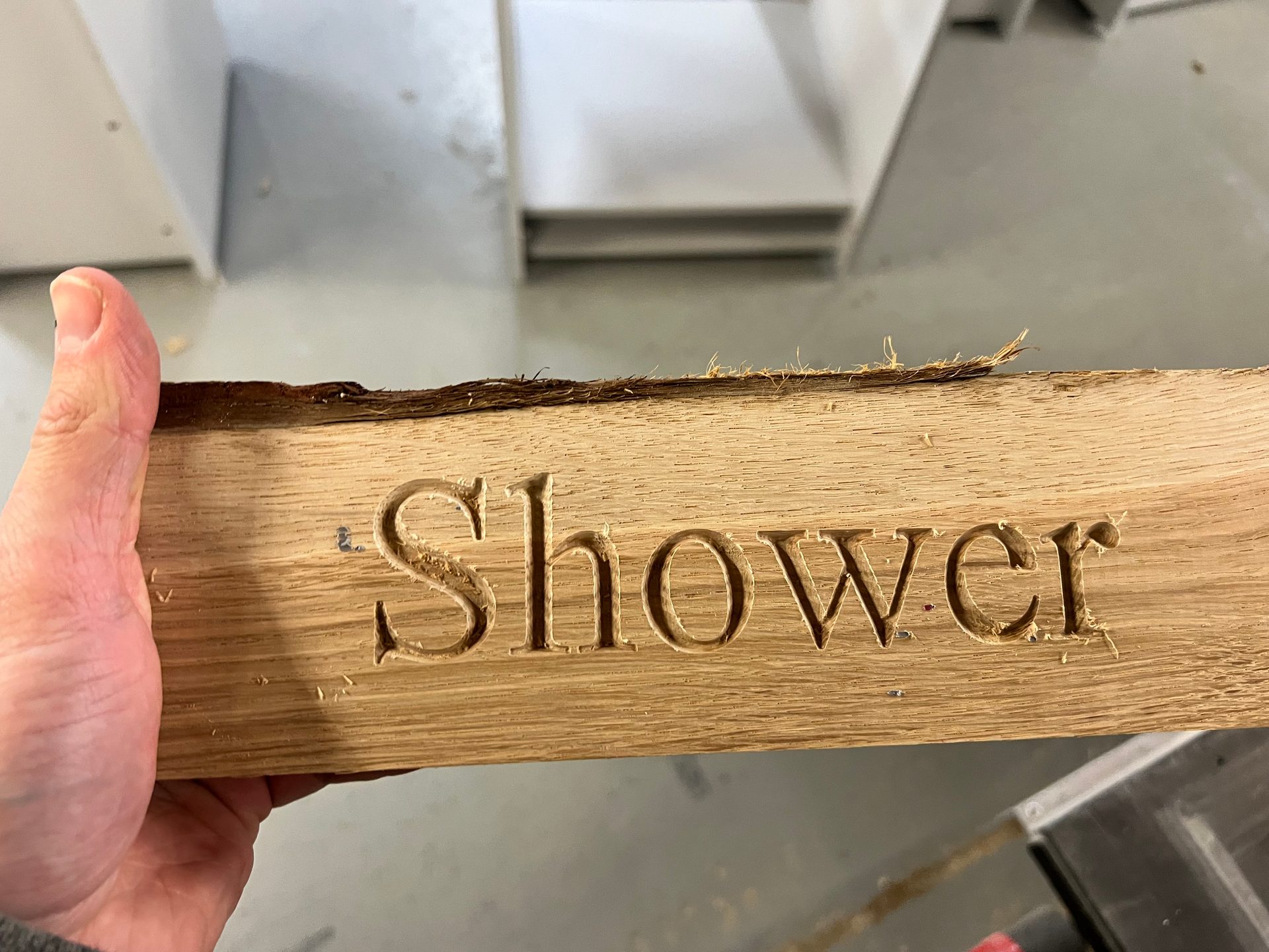 Oak sign engraved on the CNC