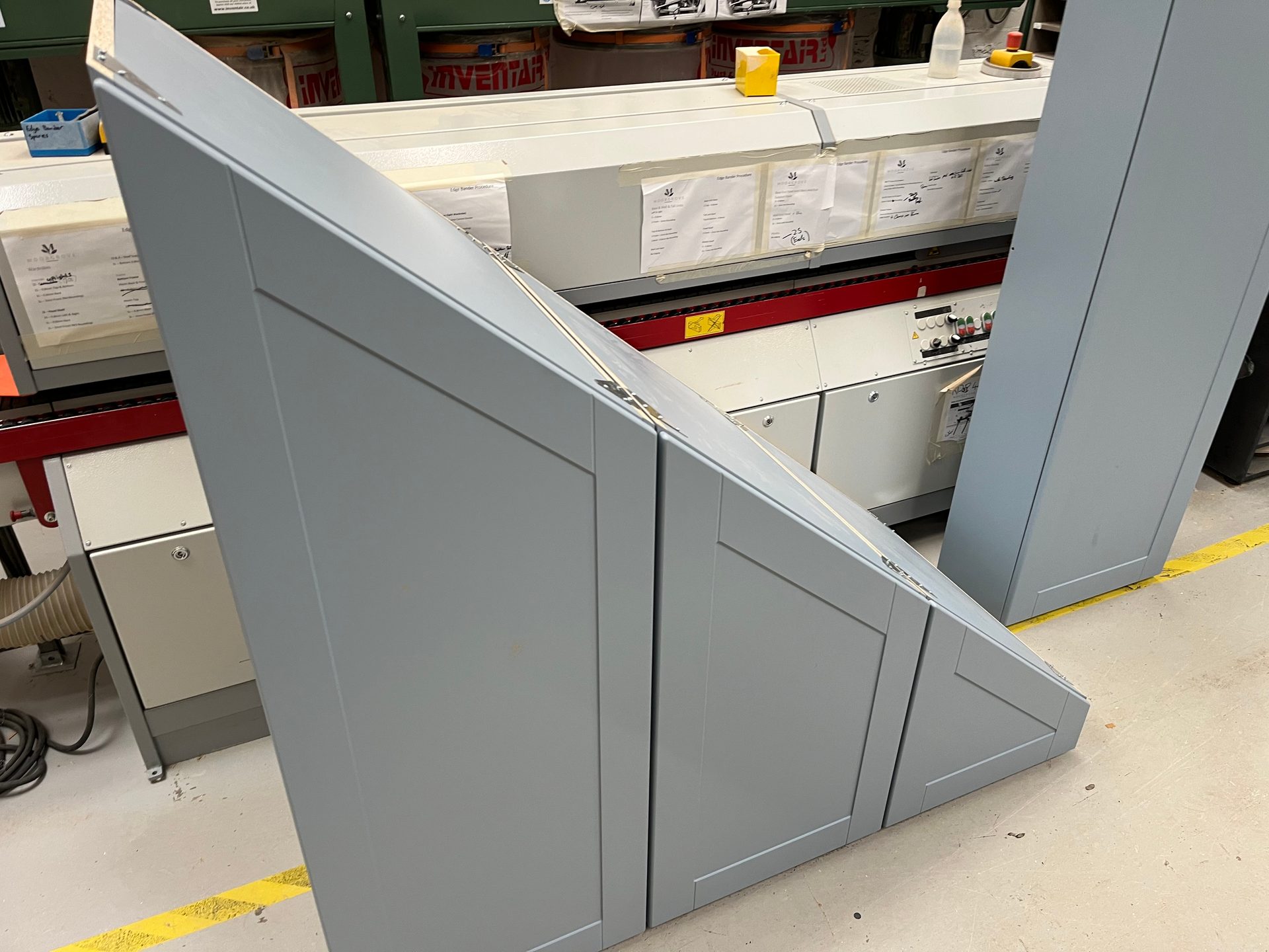 Angled shaker under-stairs fronts in the DTJ Interiors workshop