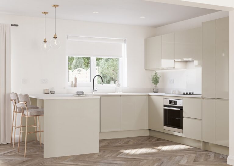 PWS Arlo J-pull kitchen in Taupe Grey