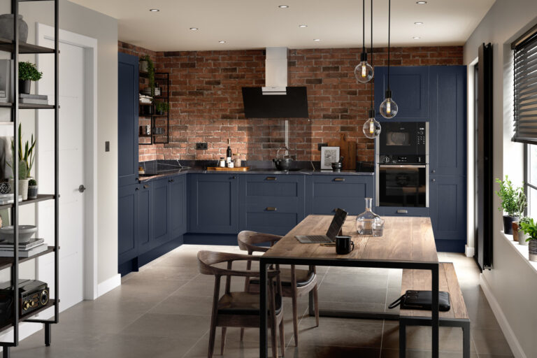 PWS Belsay Woodgrain kitchen in Indigo