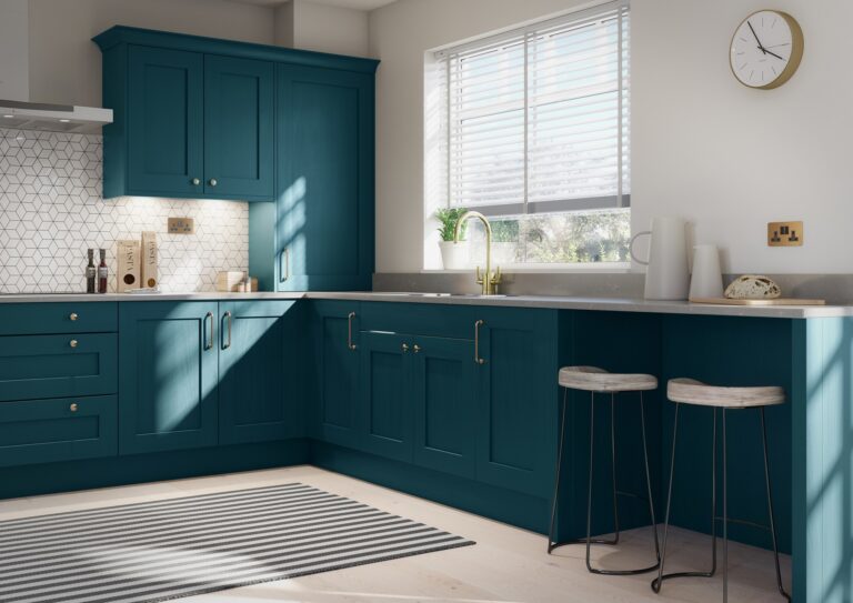 PWS Mornington Shaker kitchen painted in Majestic Teal