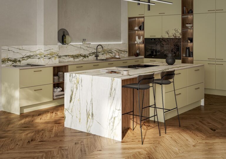 PWS Porter slab door kitchen in Sage