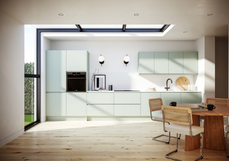 PWS Remo J-pull kitchen in Sea Glass