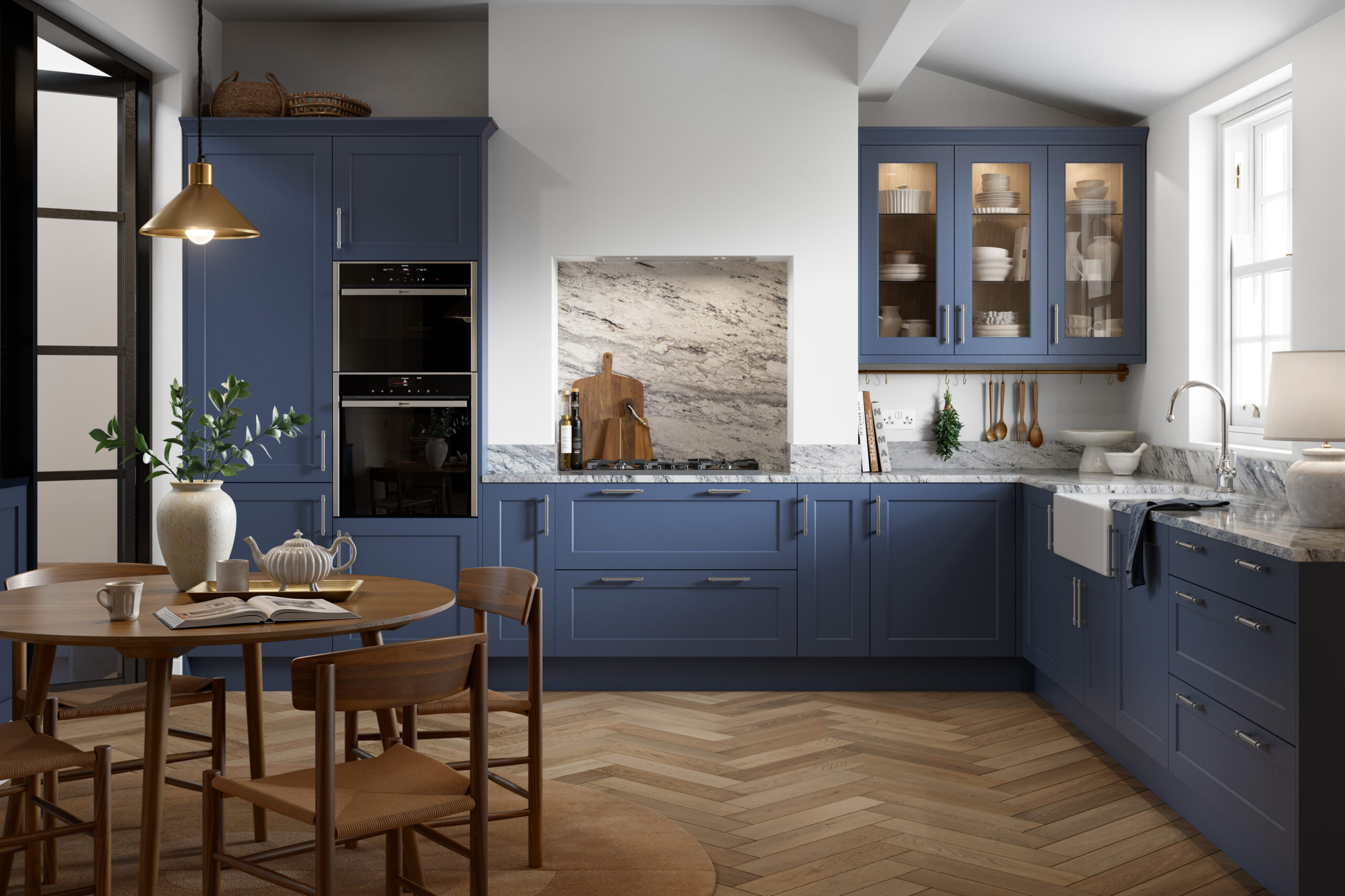 Bella richmond paint flow matt colonial blue kitchen