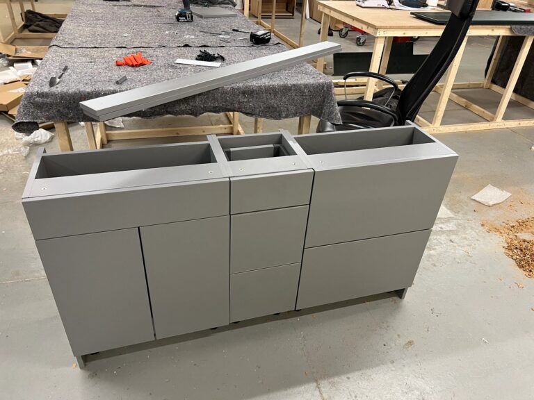 Bathroom vanity units in the workshop