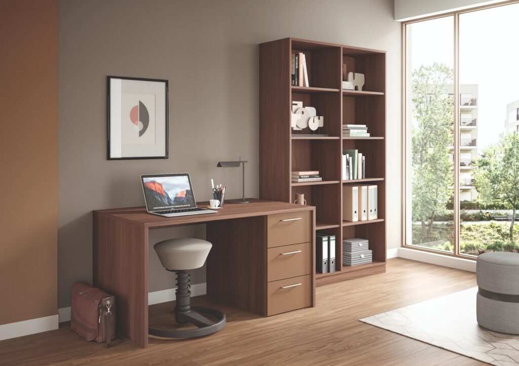 Office walnut desk bookcase